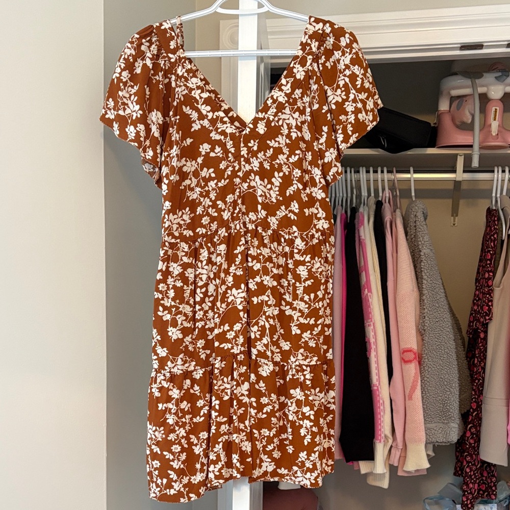 Old Navy Brown Floral Mini Dress